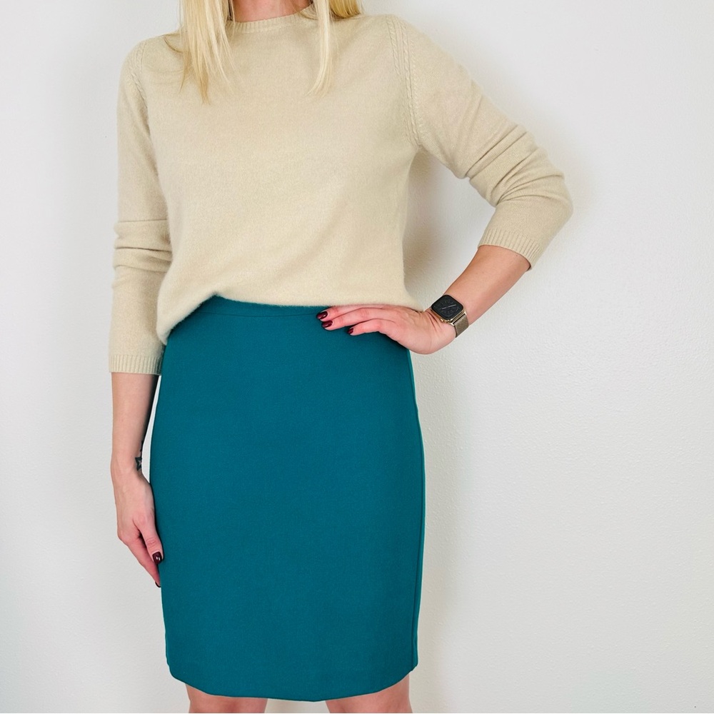 J. Crew The pencil skirt Double Serge Wool Blend Classic Midi Skirt